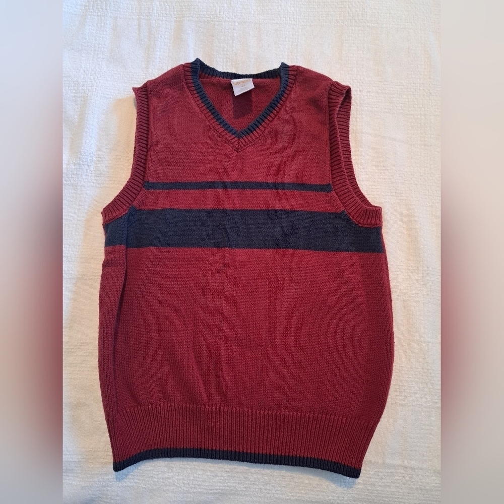 Gymboree Outlet size 4T burgundy & navy sweater vest, VGUC